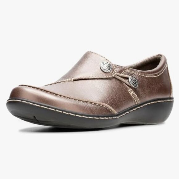 Clarks Womens Ashland Lane Q Loafer Slip on Shoe 9.5W Pewter casual ankle shoe - Picture 1 of 9